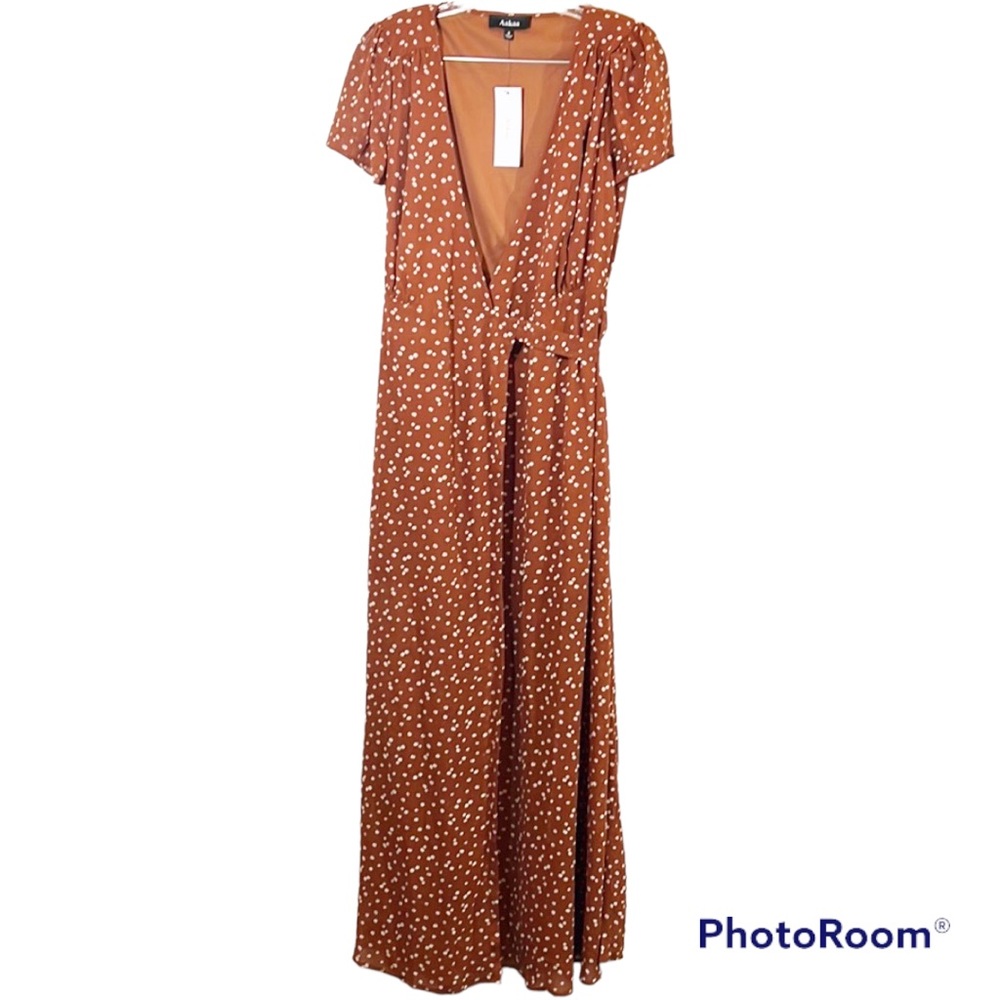Aakaa floral rust wrap dress size Small - Picture 1 of 13